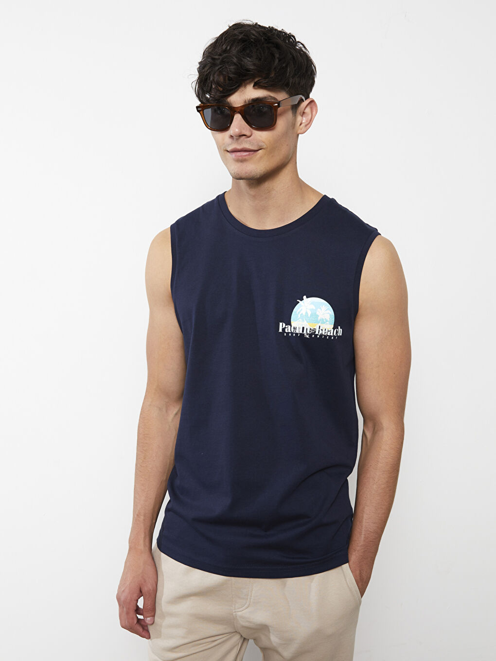 Crew Neck Printed Men's Sleeveless T-Shirt -S2DP51Z8-DWP