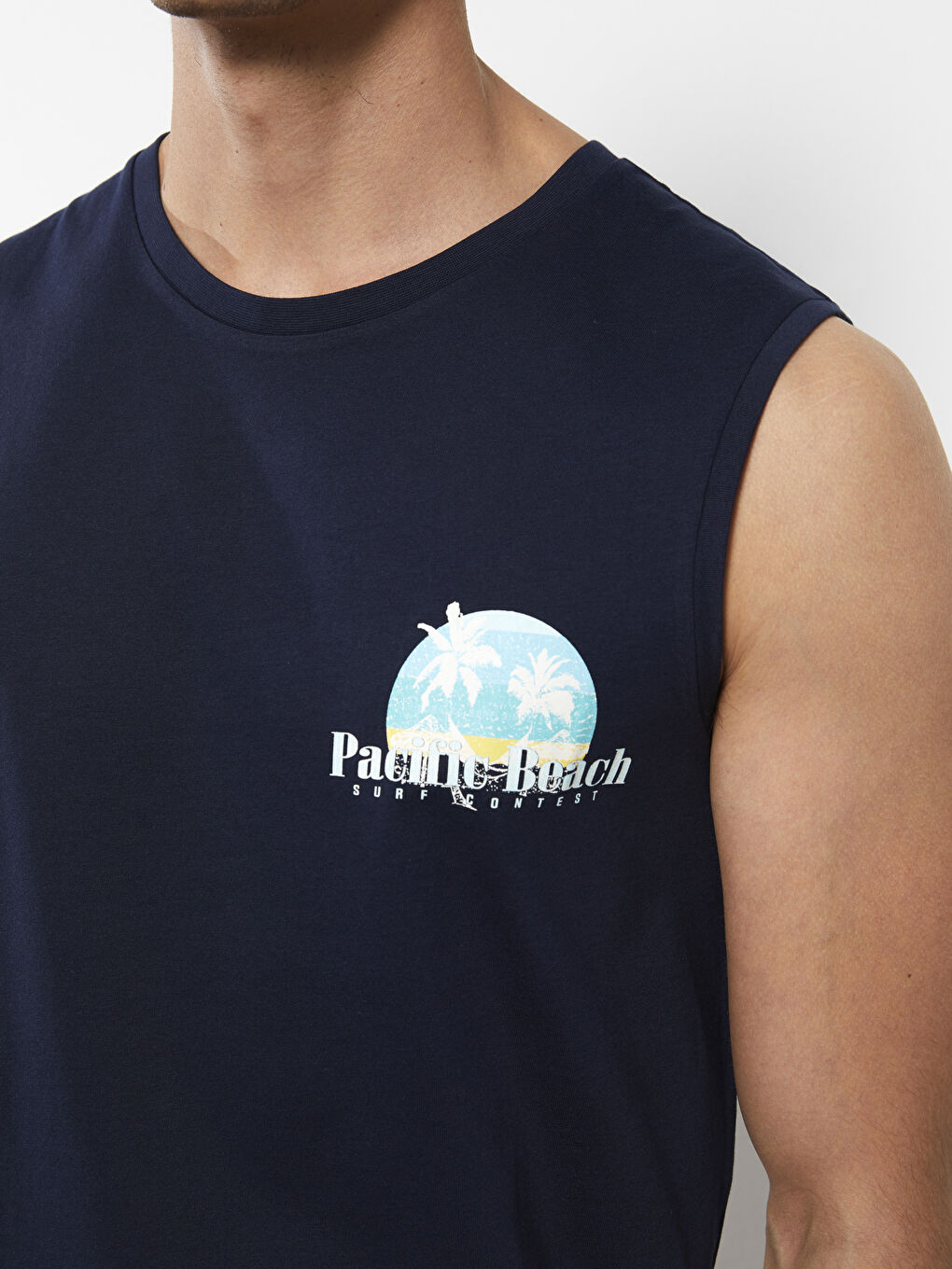 Crew Neck Printed Men's Sleeveless T-Shirt -S2DP51Z8-DWP