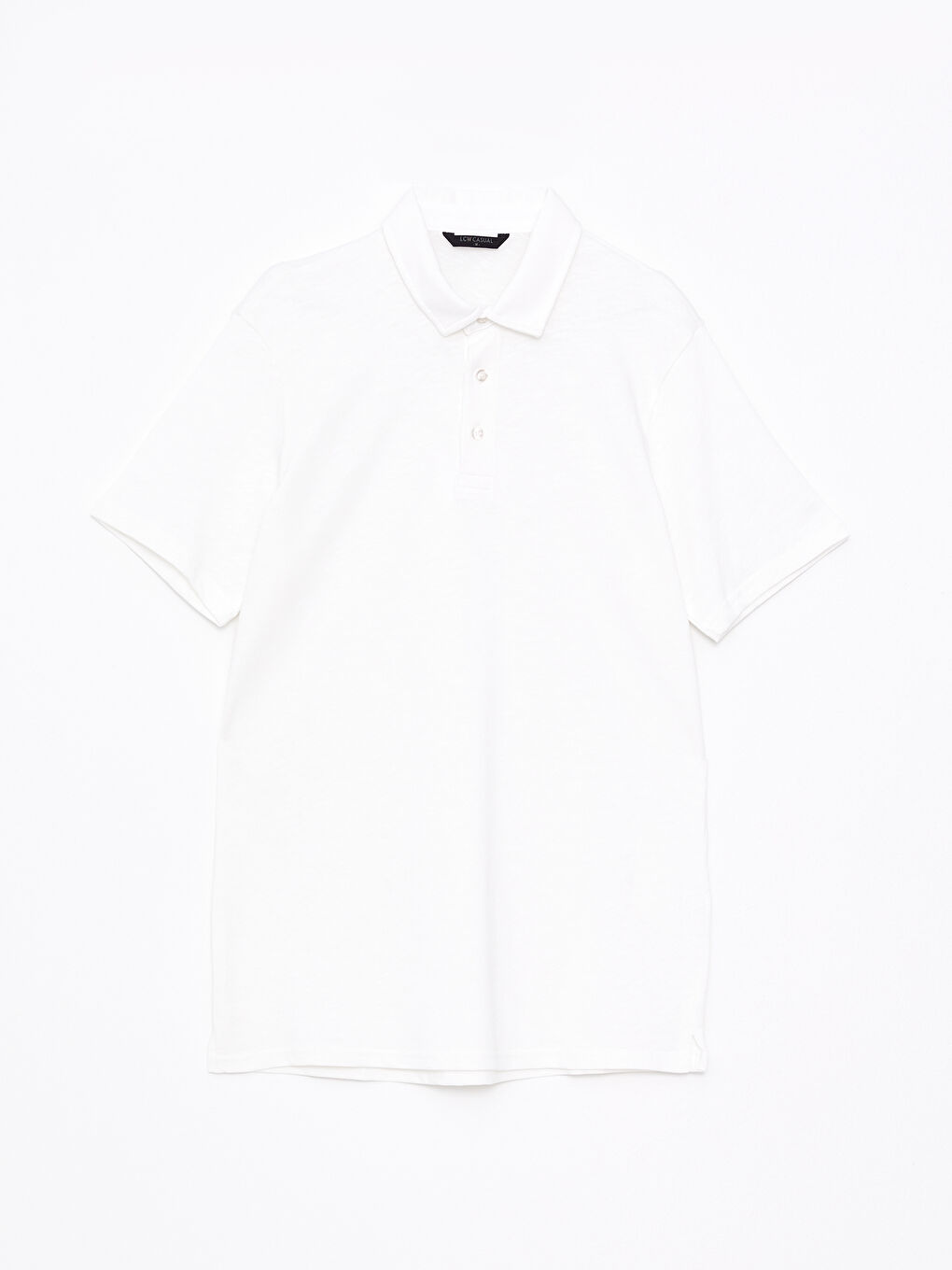 Beyaz Polo Yaka Kısa Kollu Penye Erkek Tişört-5