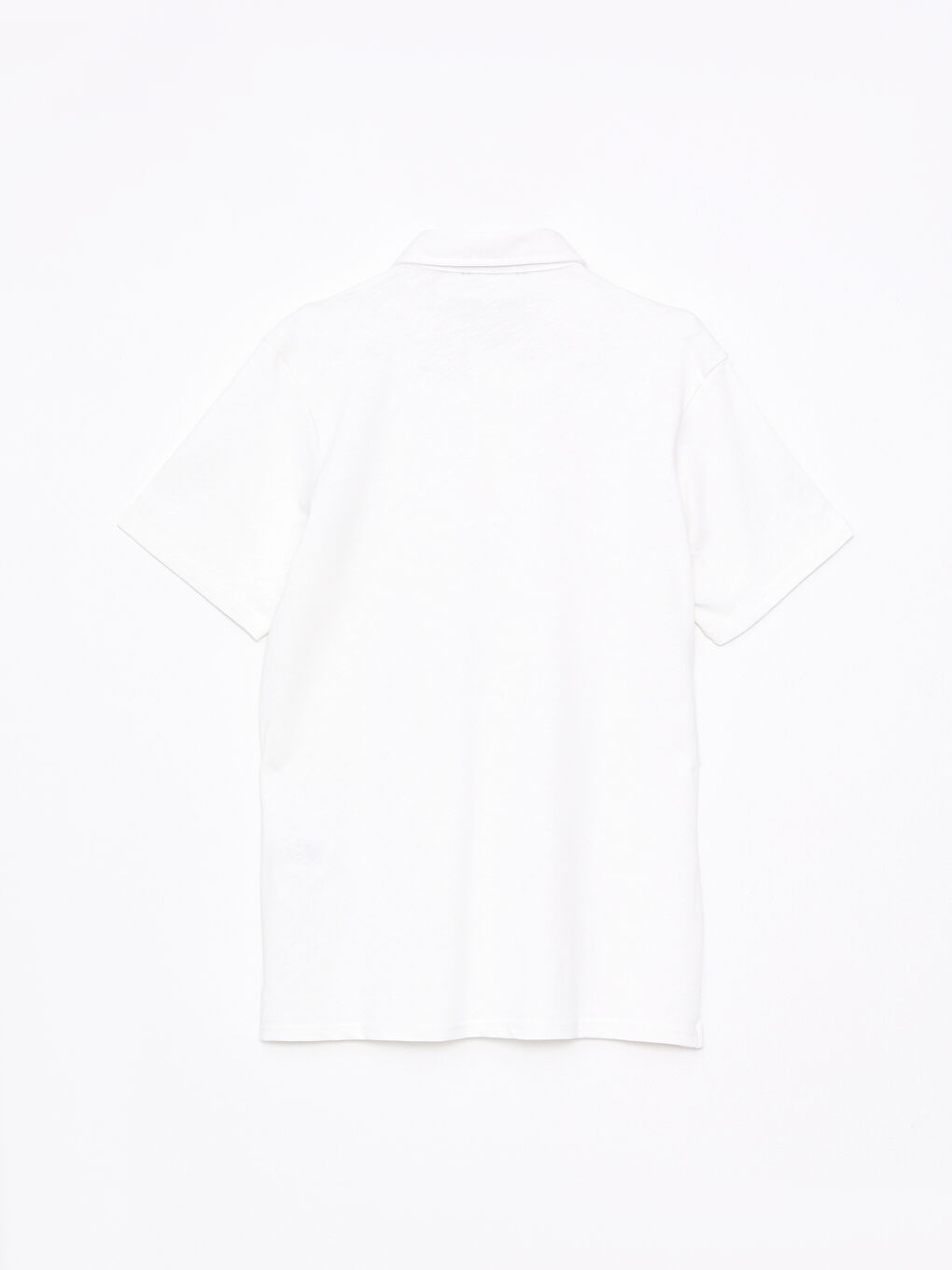 Beyaz Polo Yaka Kısa Kollu Penye Erkek Tişört-6