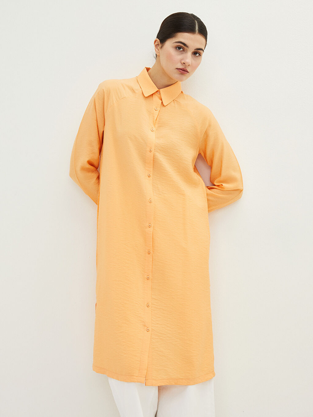 Plain Long Sleeve Women's Shirt Tunic-1