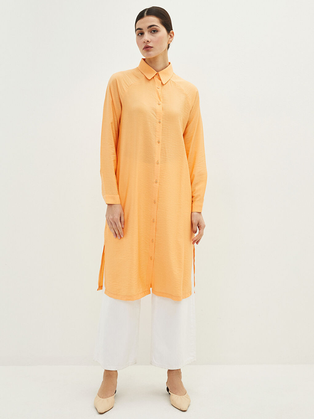 Plain Long Sleeve Women's Shirt Tunic-2