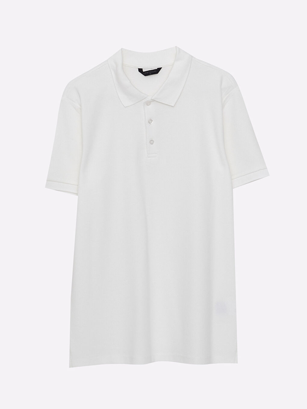 Beyaz Polo Yaka Kısa Kollu Erkek Tişört-7