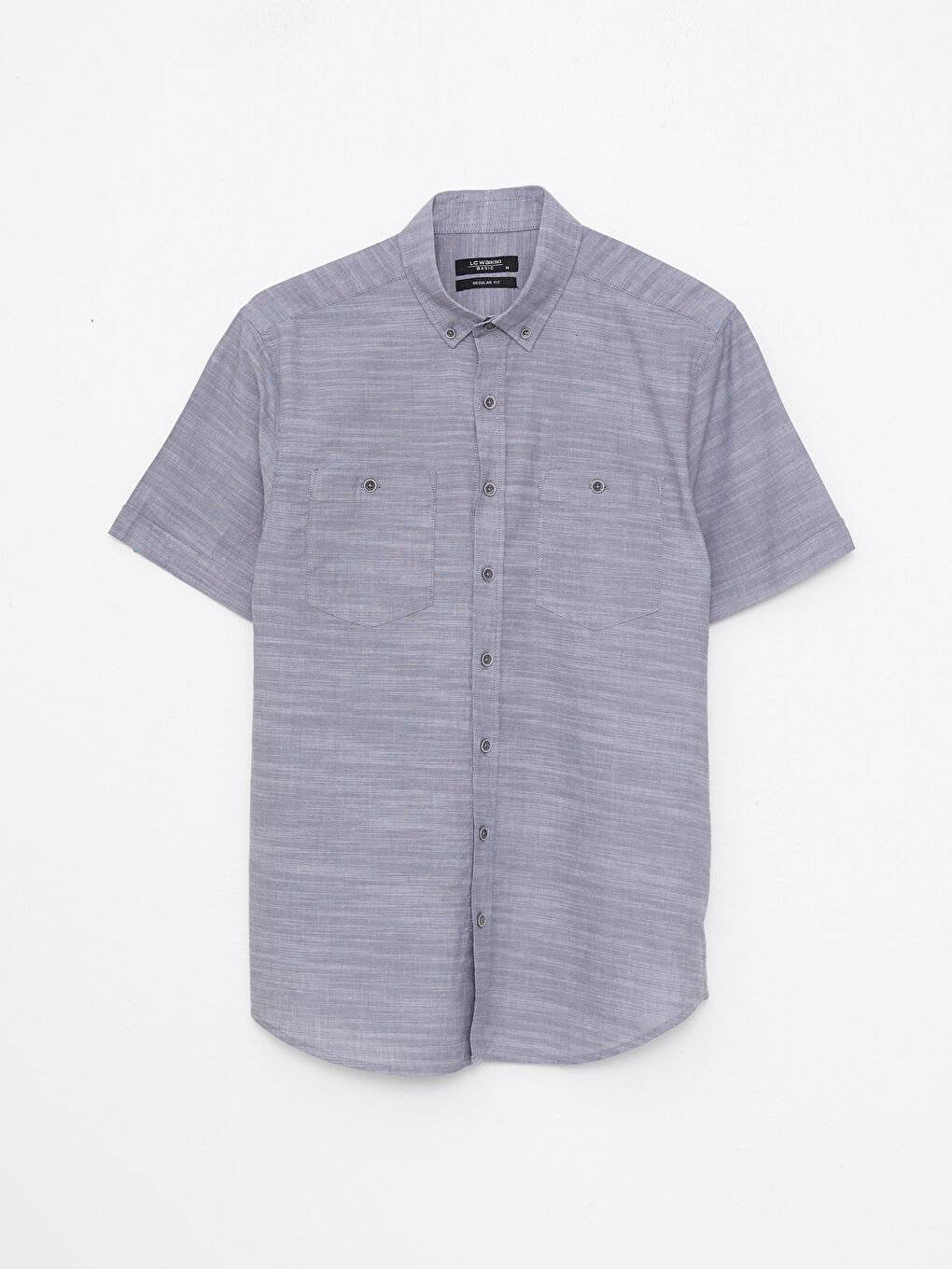 قميص بوبلين كم قصير بقصة عادية للرجال-5