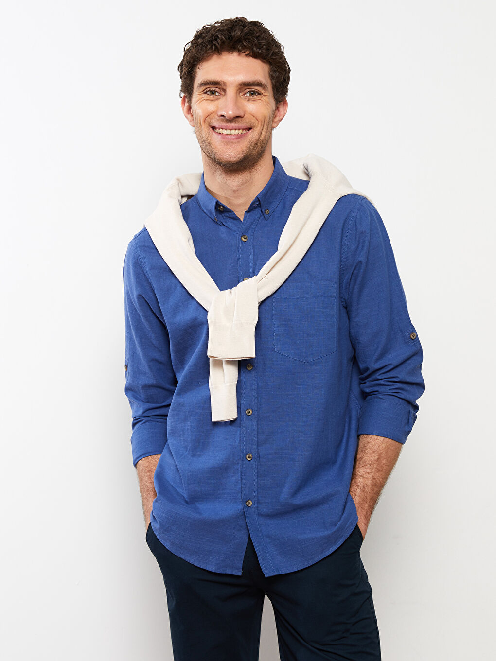 LCWAIKIKI Basic Regular Fit Uzun Kollu Erkek Gömlek -S2DQ01Z8-DP7