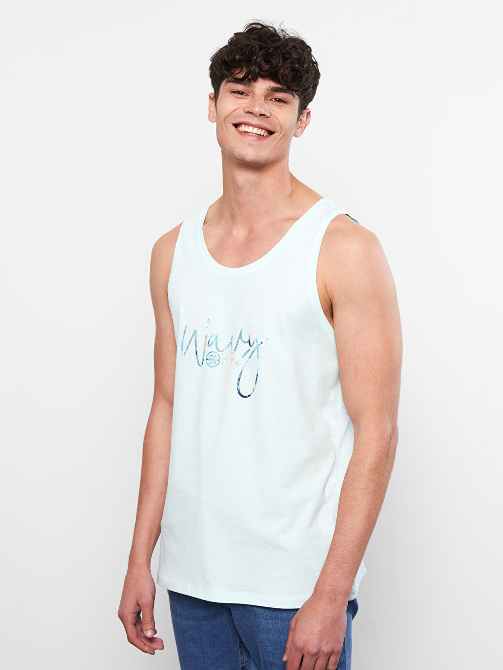 Crew Neck Printed Jersey Men's Sleeveless T-Shirt