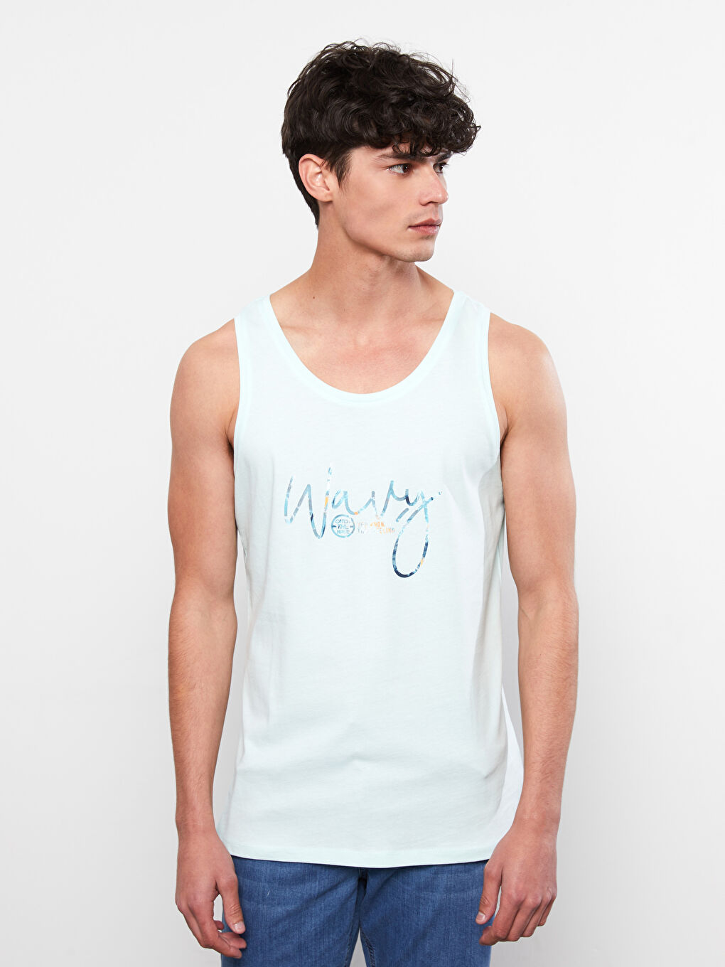Crew Neck Printed Jersey Men's Sleeveless T-Shirt-1