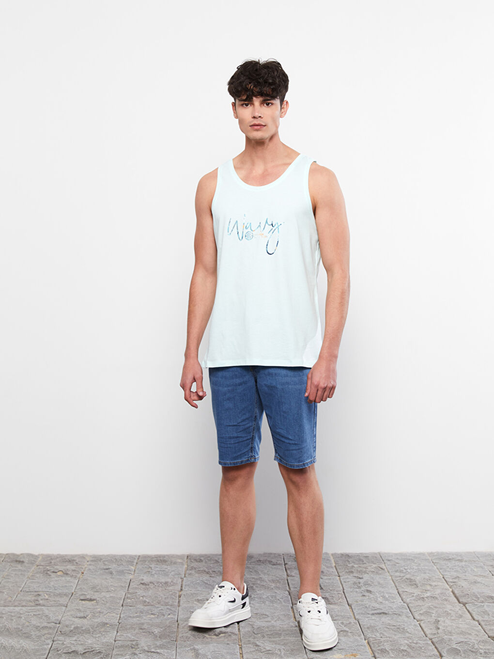 Crew Neck Printed Jersey Men's Sleeveless T-Shirt-2