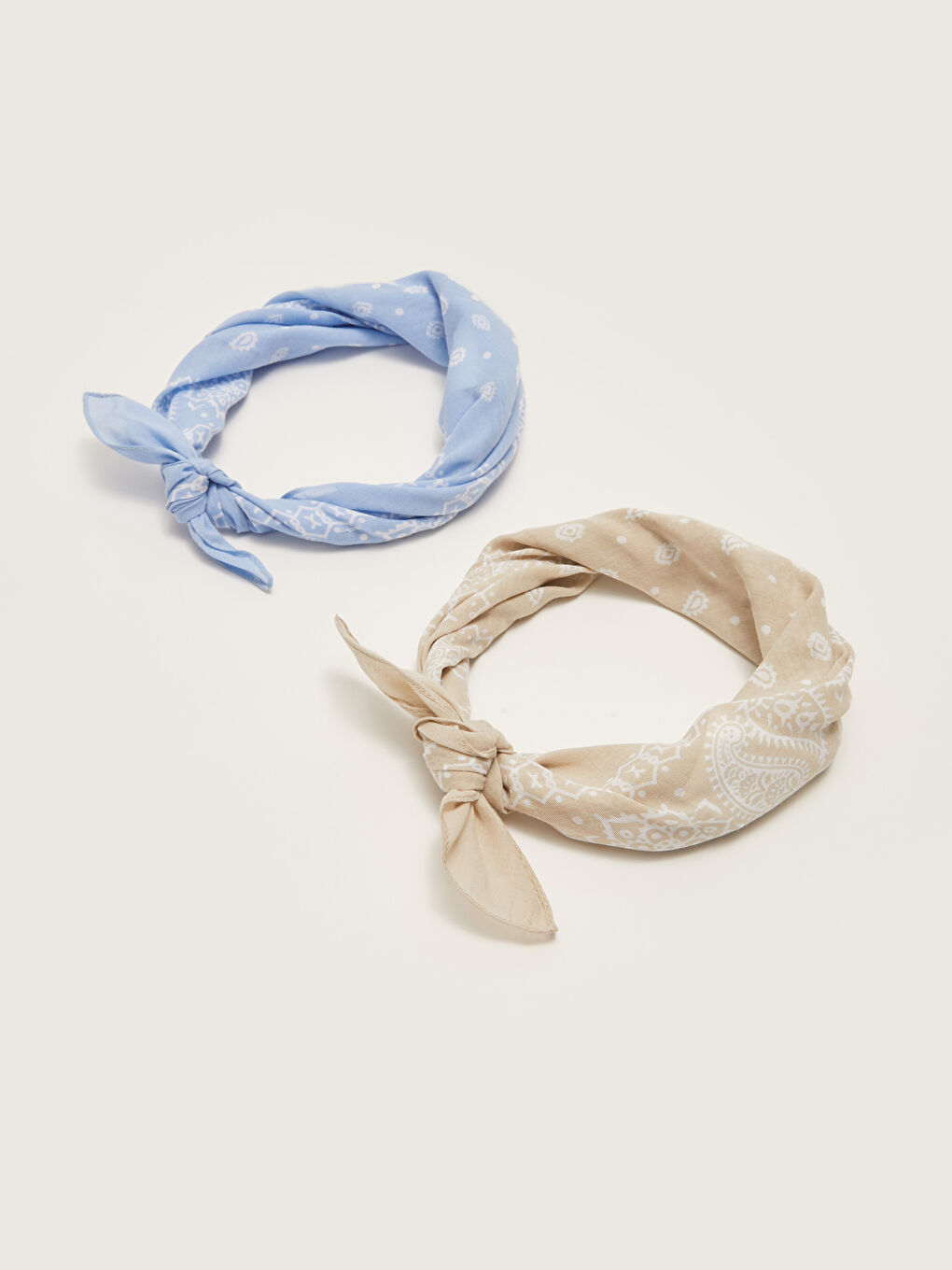 Mavi Baskılı Kadın Pamuklu Bandana 2'li-3