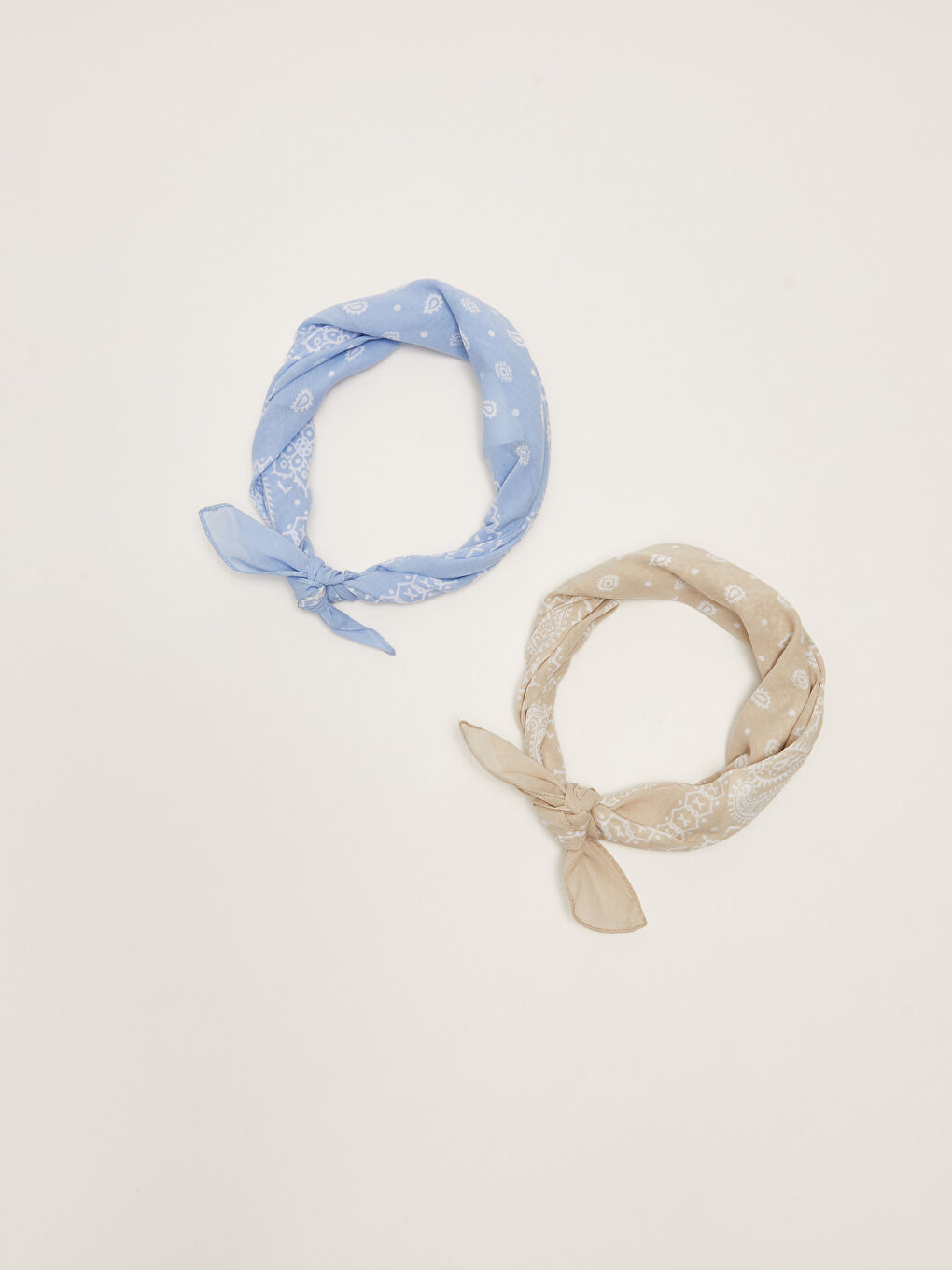 Mavi Baskılı Kadın Pamuklu Bandana 2'li-4