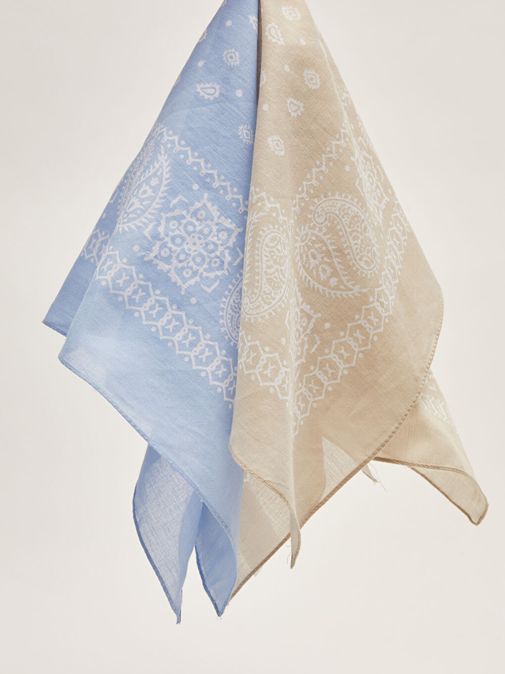 Mavi Baskılı Kadın Pamuklu Bandana 2'li-5