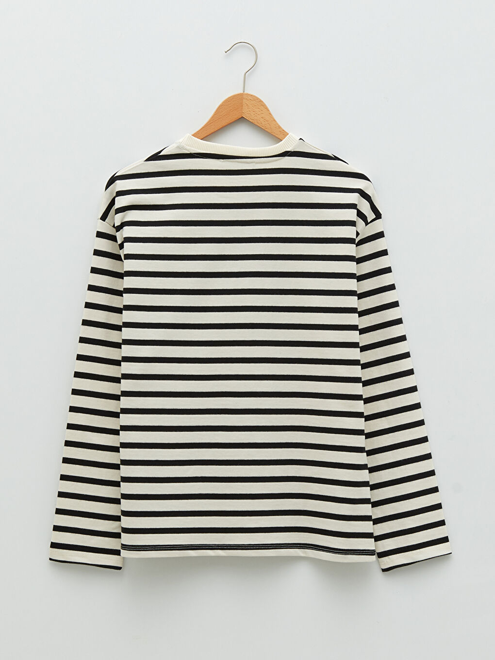 Siyah Bisiklet Yaka Çizgili Uzun Kollu Kadın Sweatshirt-6