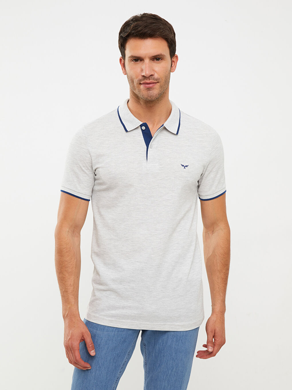 Ерлерге арналған поло жағалы қысқа жең пике футболка