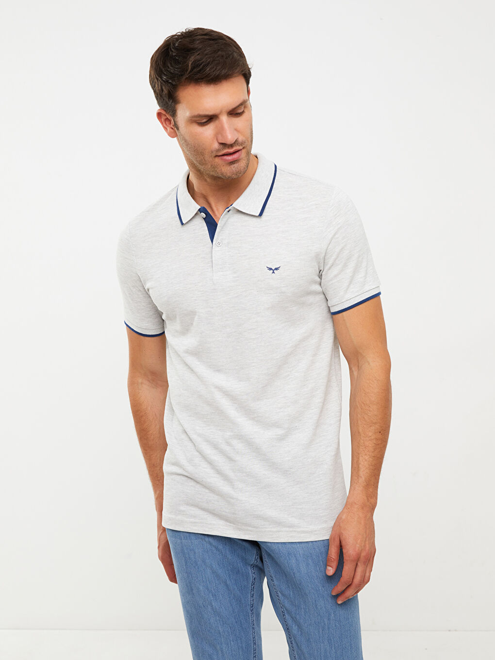 Ерлерге арналған поло жағалы қысқа жең пике футболка-2