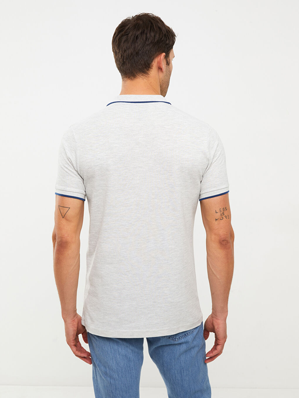 Ерлерге арналған поло жағалы қысқа жең пике футболка-4