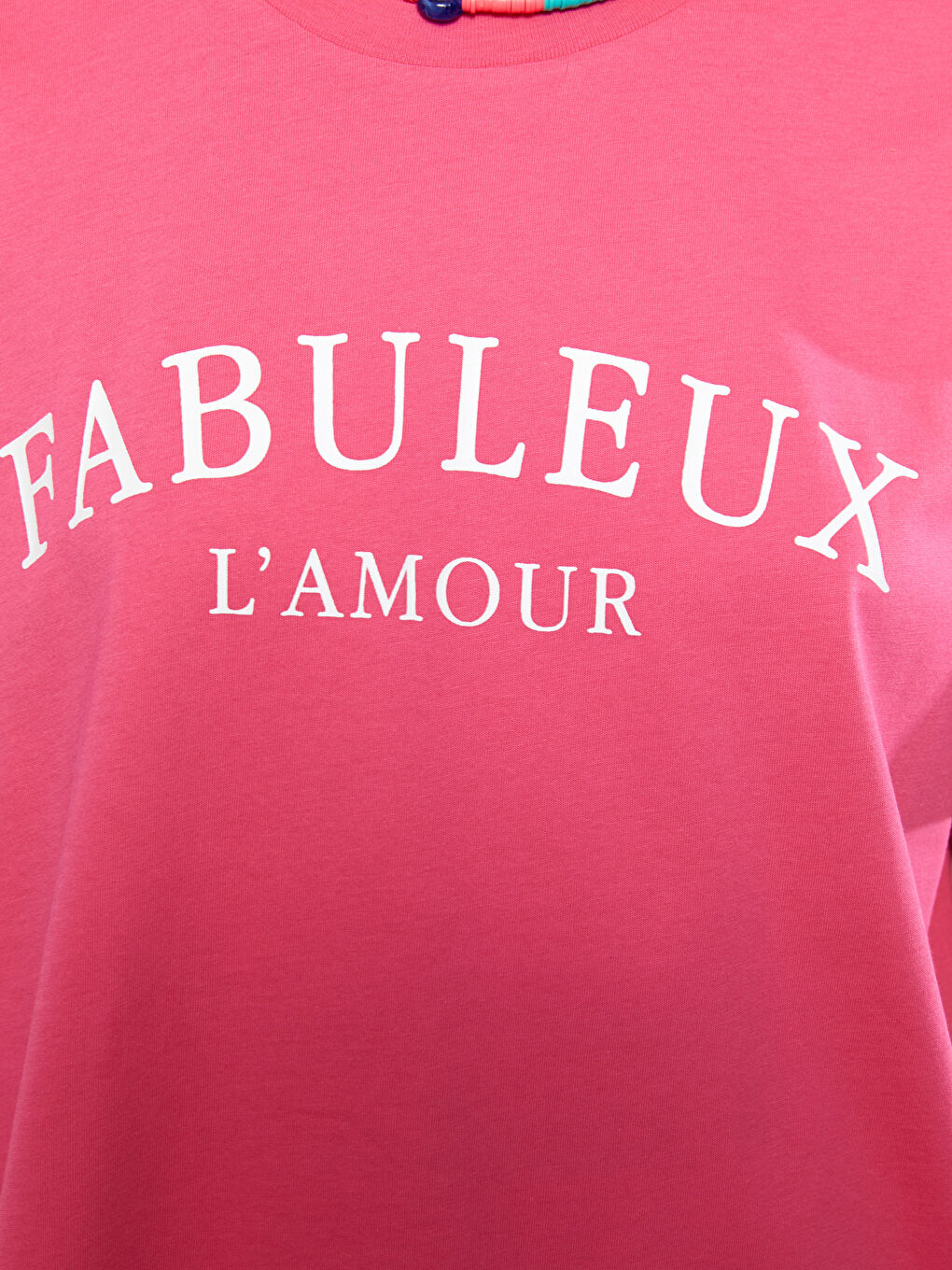 T-shirt en Coton à Manches Courtes avec Imprimé Lettre et Col Rond pour Femmes-3