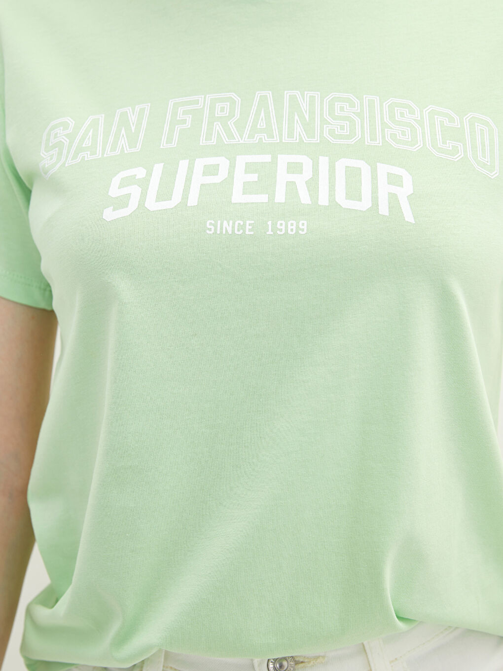 Crew Neck Letter Printed Short Sleeve Cotton Women's T-Shirt-2