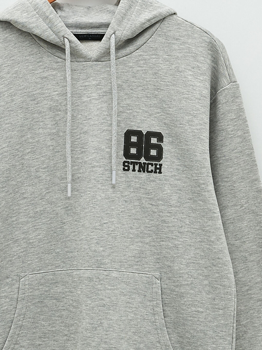 Gri Uzun Kollu Baskılı Erkek Hoodie-7