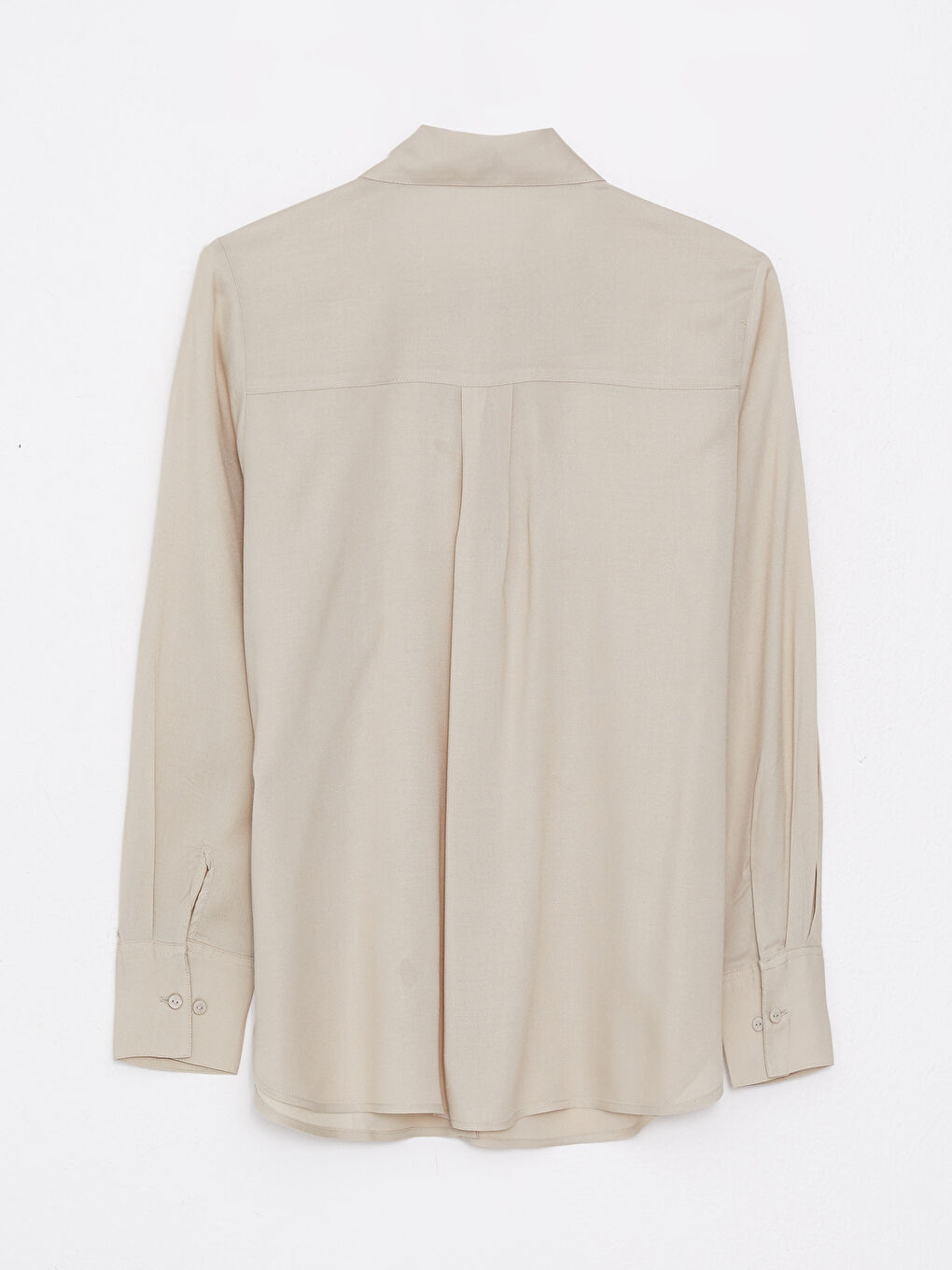 Front Button Closure Straight Long Sleeve Viscose Women's Shirt-5