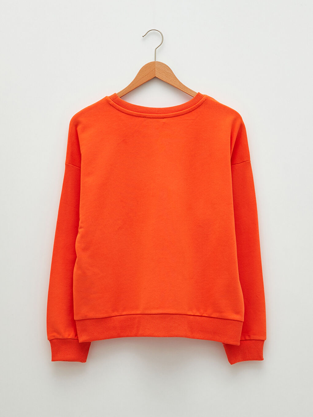 Turuncu Bisiklet Yaka Nakışlı Uzun Kollu Kadın Sweatshirt-10