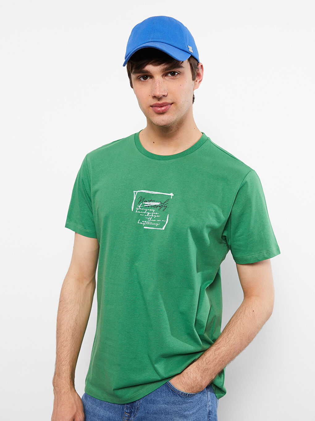 Футболка Мужская с Круглым Вырезом, Коротким Рукавом, С Принтом, Из Гребенного Хлопка-2