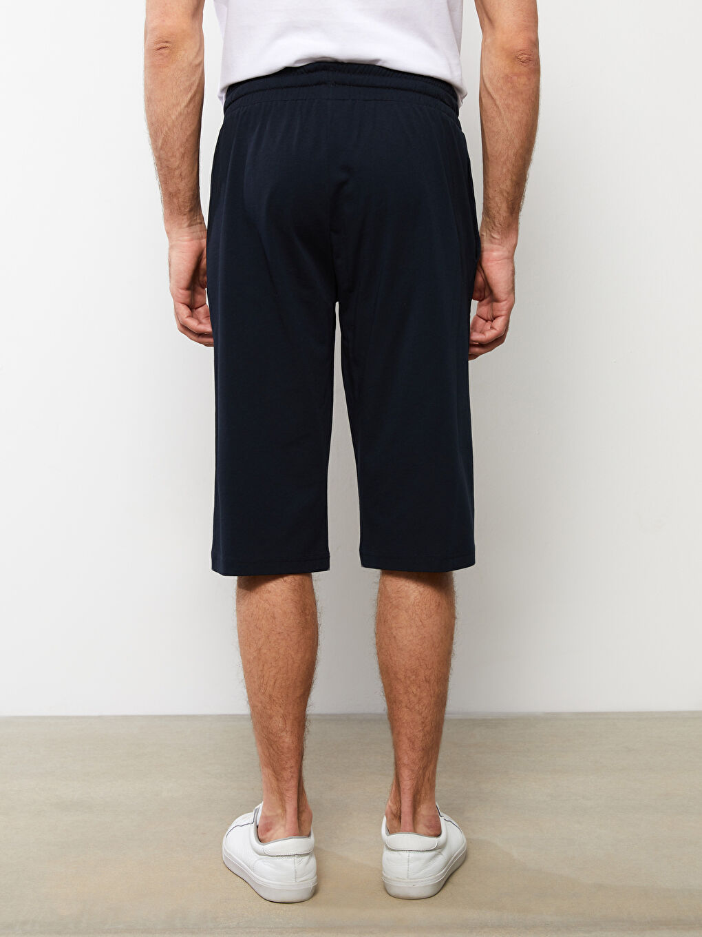 Lacivert Standart Kalıp Beli Lastikli Erkek Şort-4