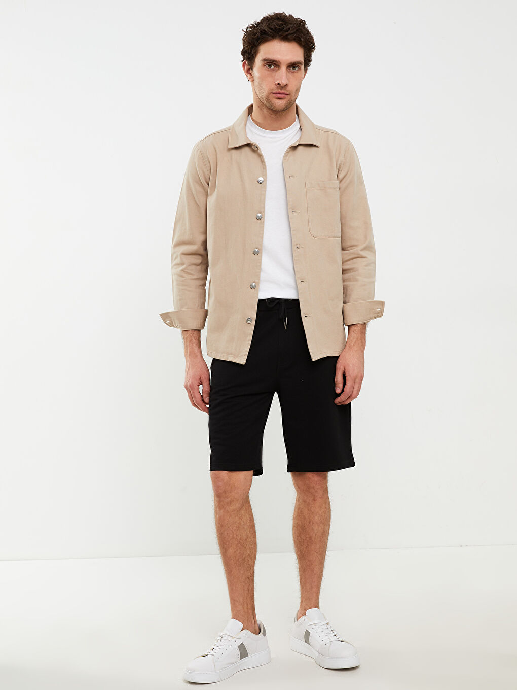 Siyah Standart Kalıp Pike Erkek Şort