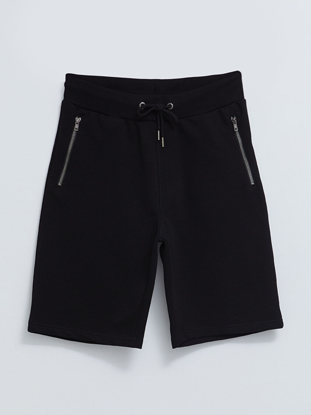 Siyah Standart Kalıp Pike Erkek Şort-5