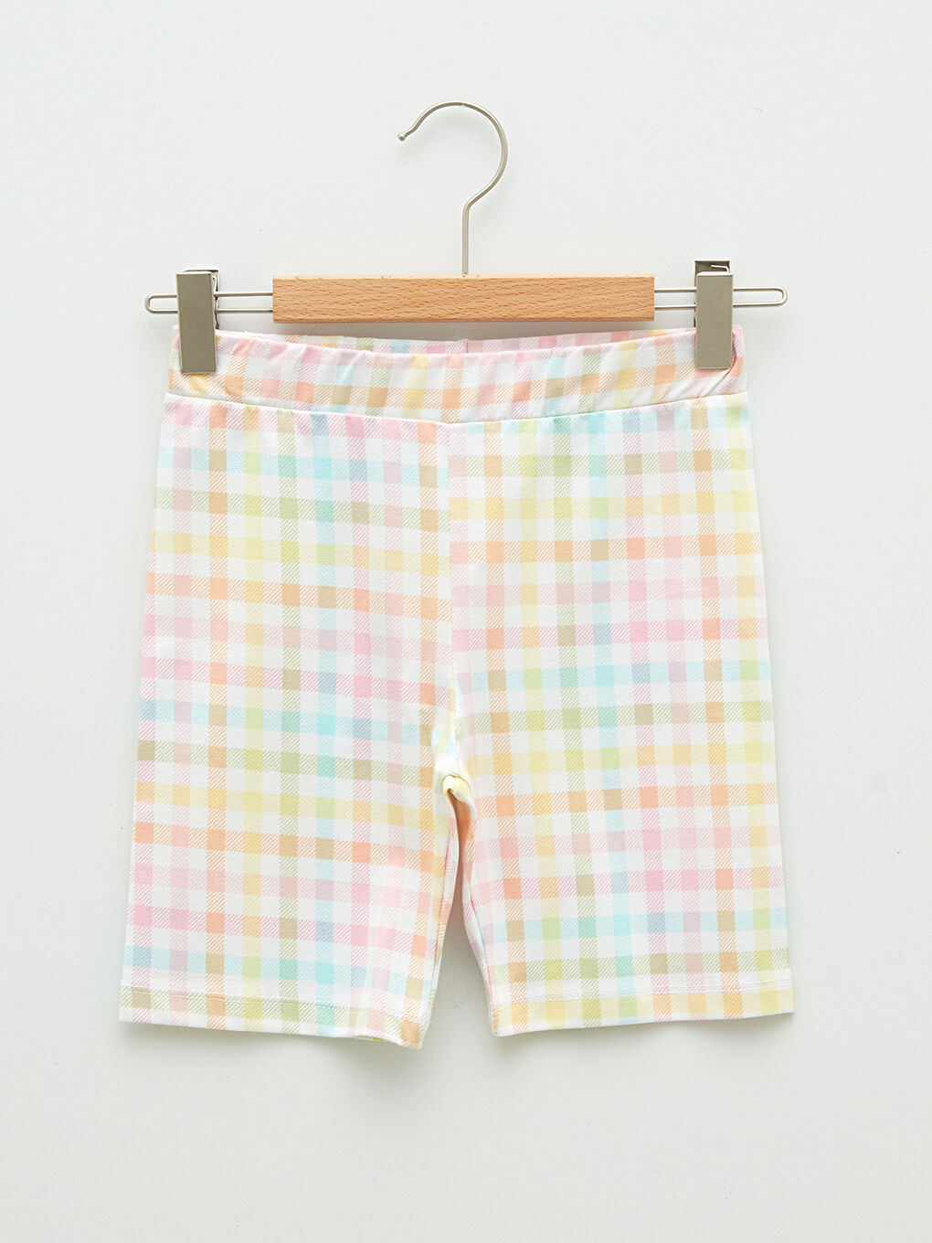 Elastic Waist Checked Patterned Cotton Girls Tights