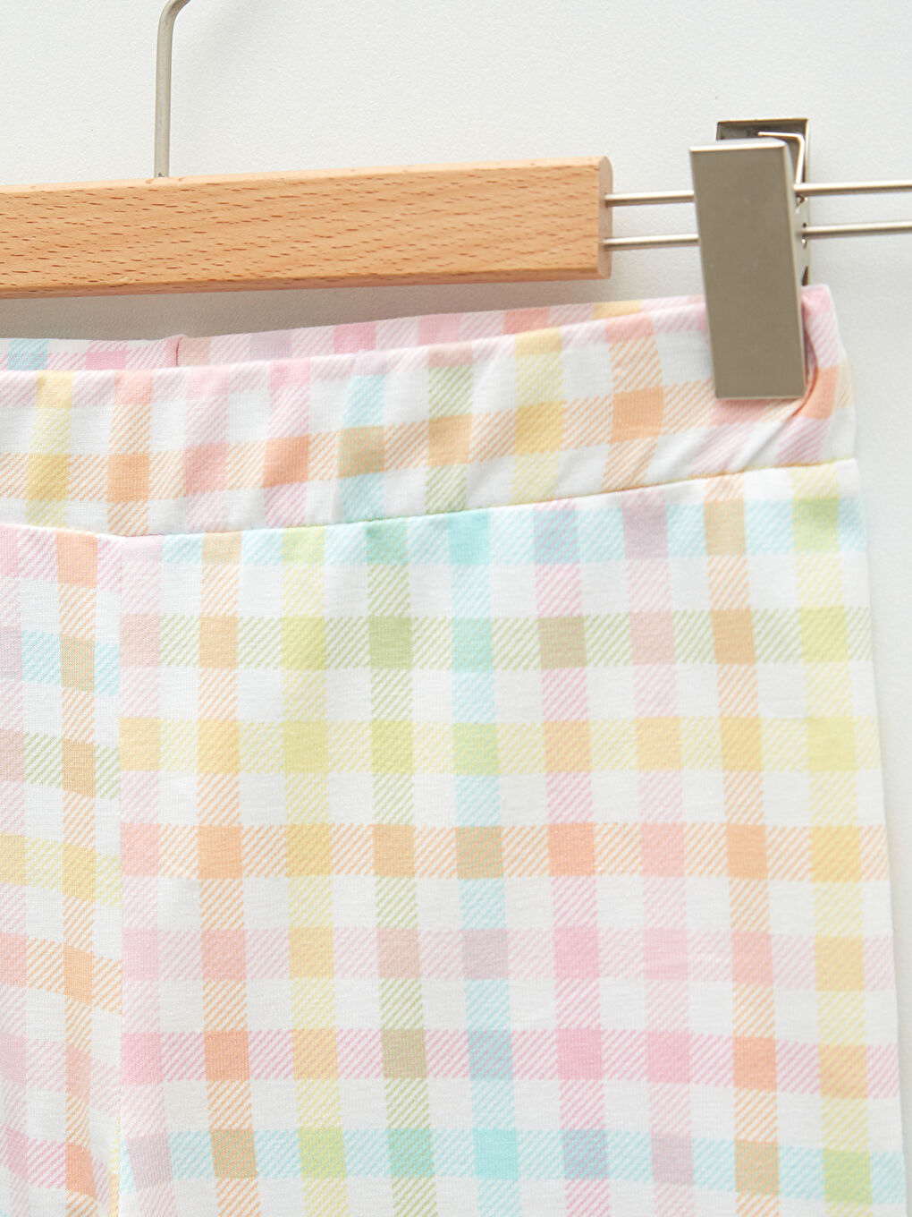 Elastic Waist Checked Patterned Cotton Girls Tights-2