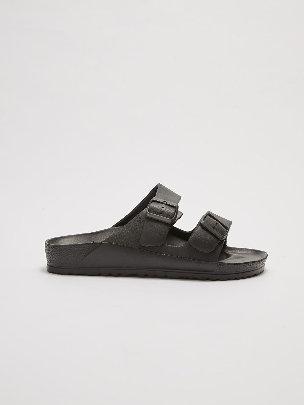 Siyah Çift Bantlı Toka Detaylı Erkek Terlik-1