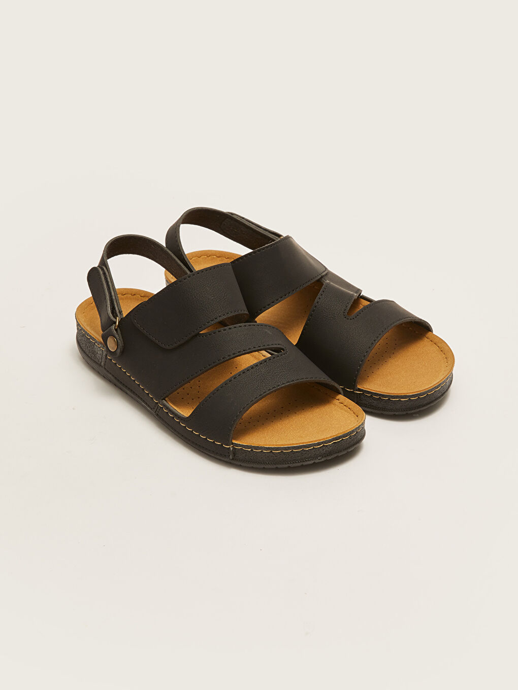 Faux Leather Hook and Loop Men's Sandal
