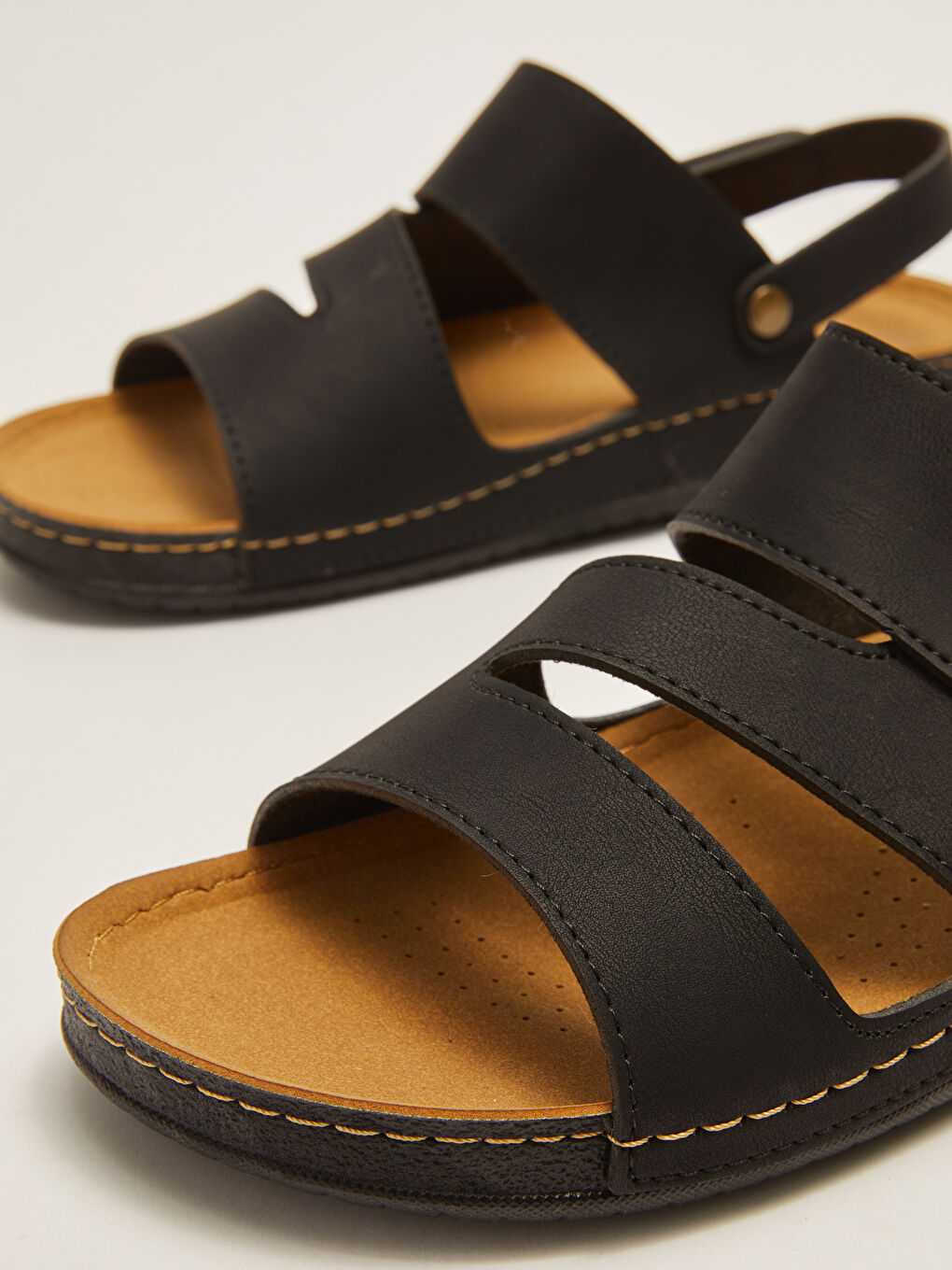 Faux Leather Hook and Loop Men's Sandal-2