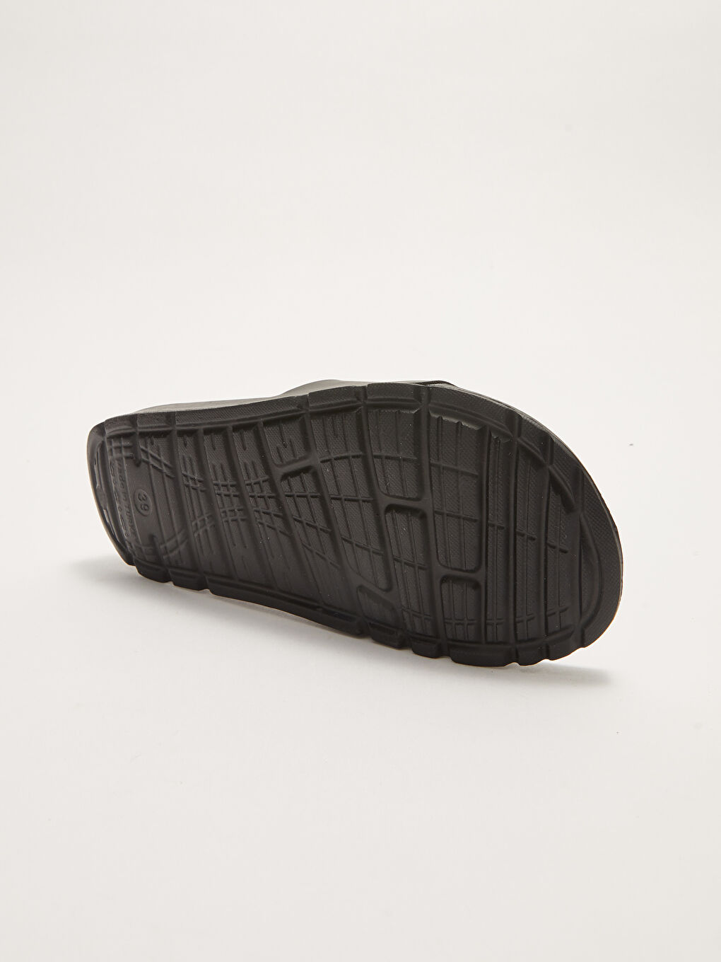 Siyah Tek Bantlı Yazı Baskılı Erkek Terlik-3