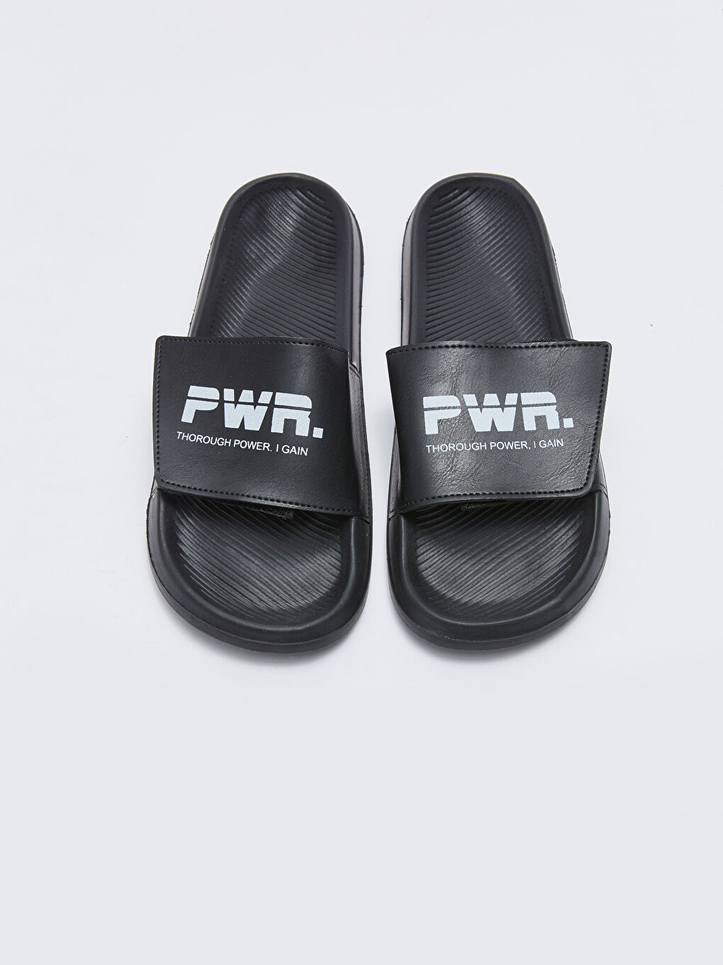 Leather Look Printed Single Band Men's Slippers-2