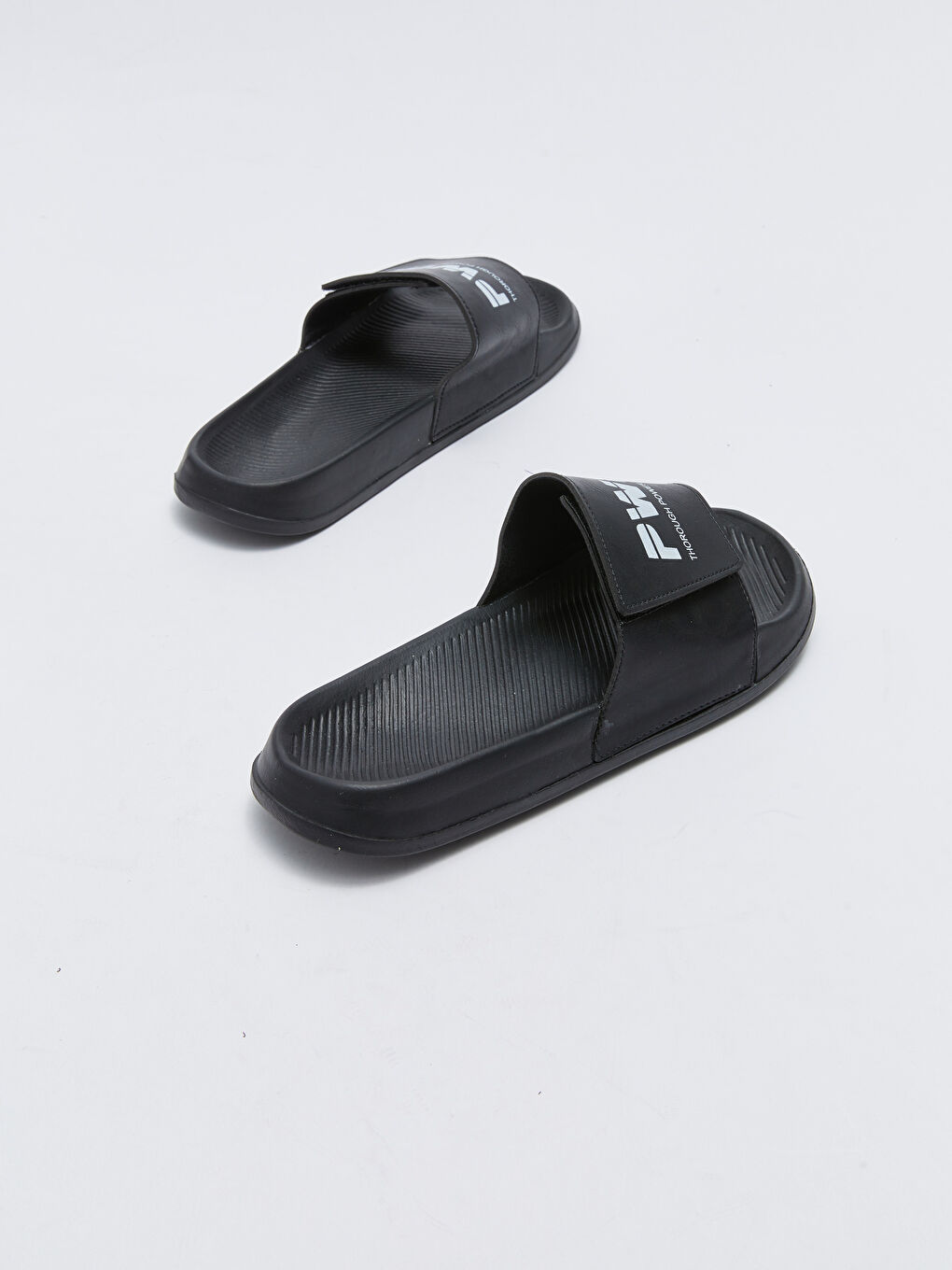 Leather Look Printed Single Band Men's Slippers-4