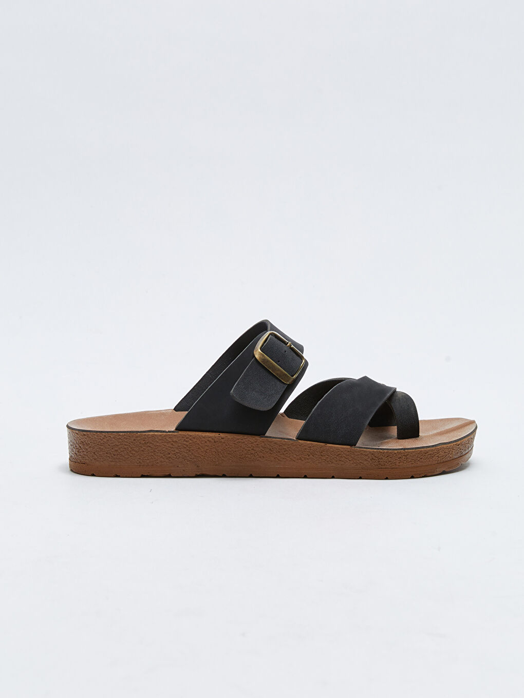 Siyah Parmak Arası Toka Detaylı Erkek Terlik-1