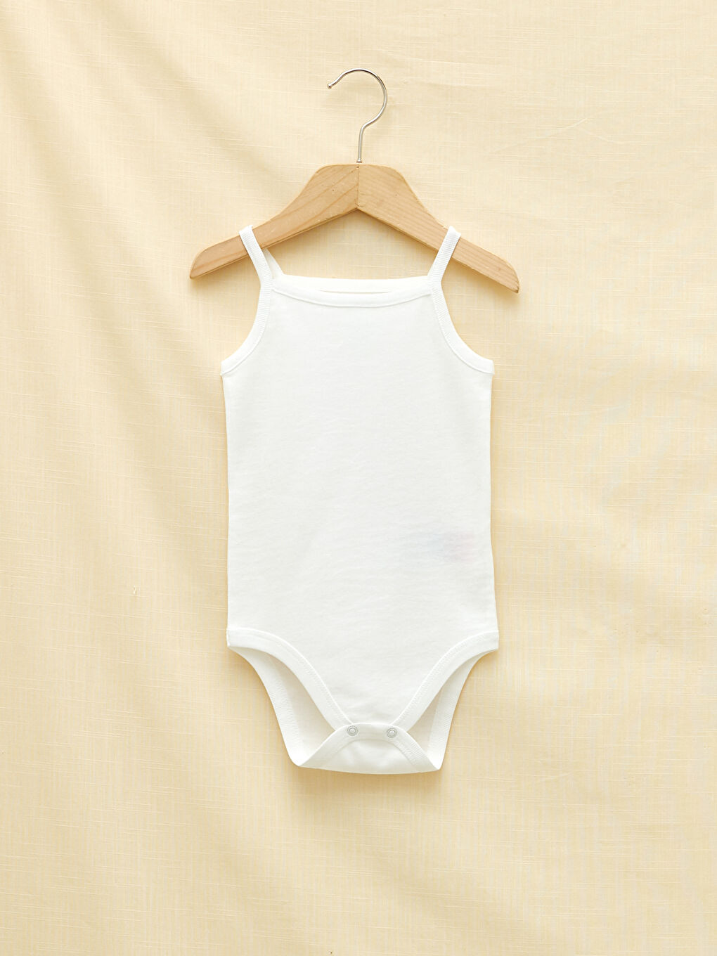 بدلة جسم بنات رضع ياقة مربعة بِحَمّالات سادة بزر ضغط - مجموعتين-1