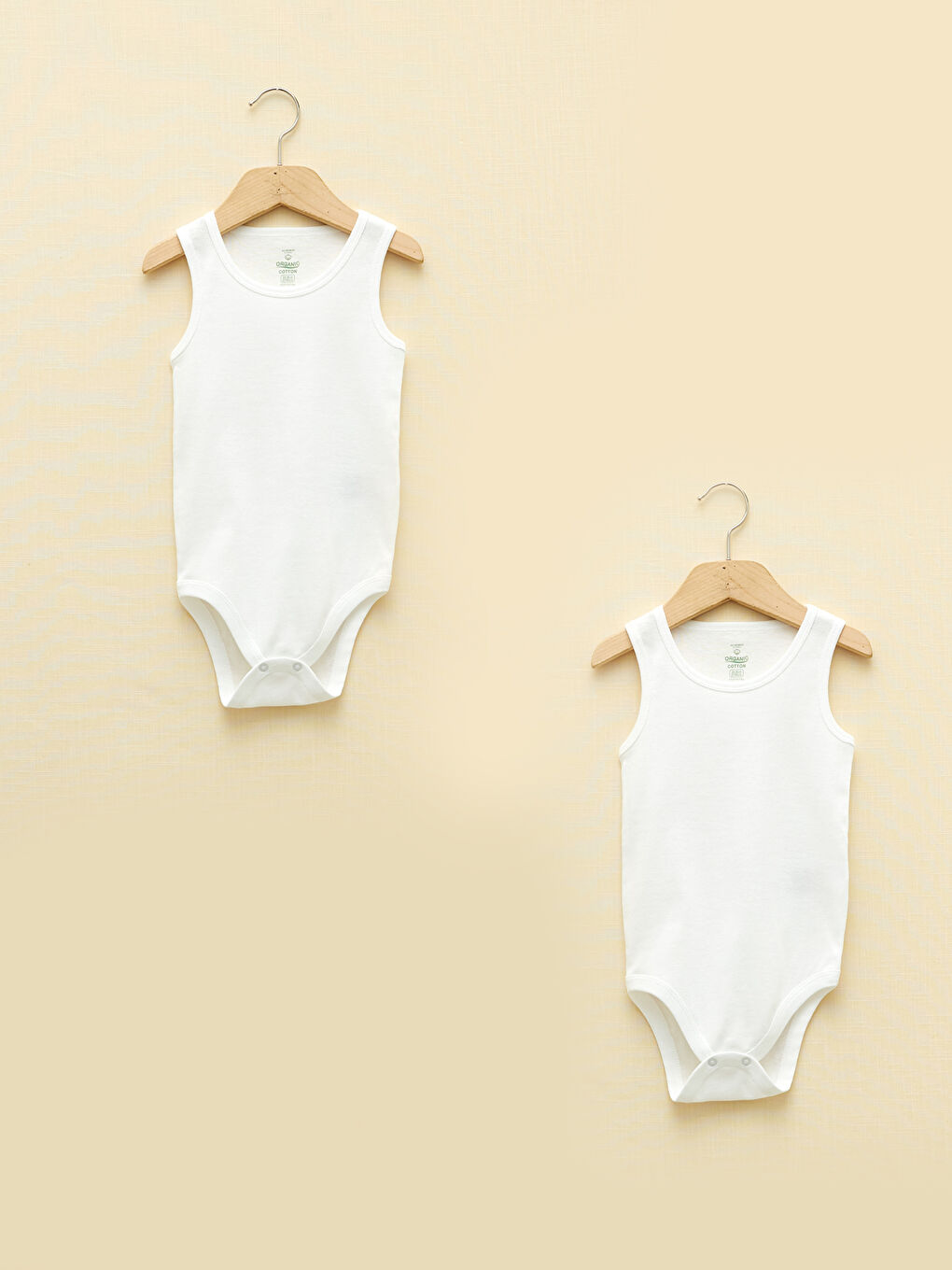 بدلة جسم بياقة دائرية أساسية للبنات الرضع بزر كبس - مجموعة من 2