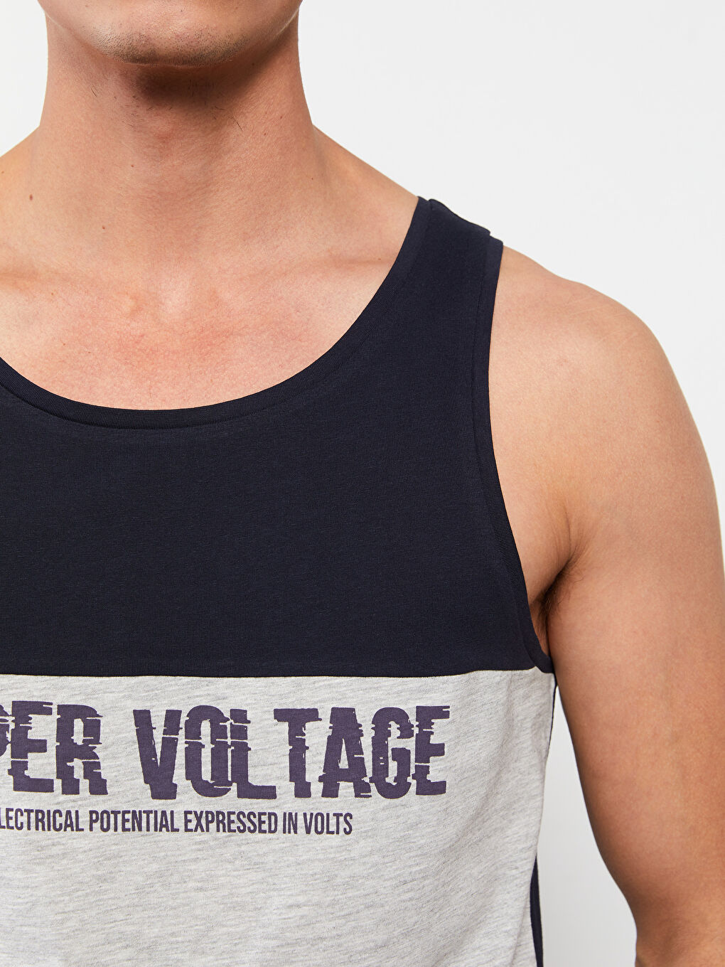 Футболка без рукавів для чоловіків з круглим вирізом горловини та колор-блоком-3