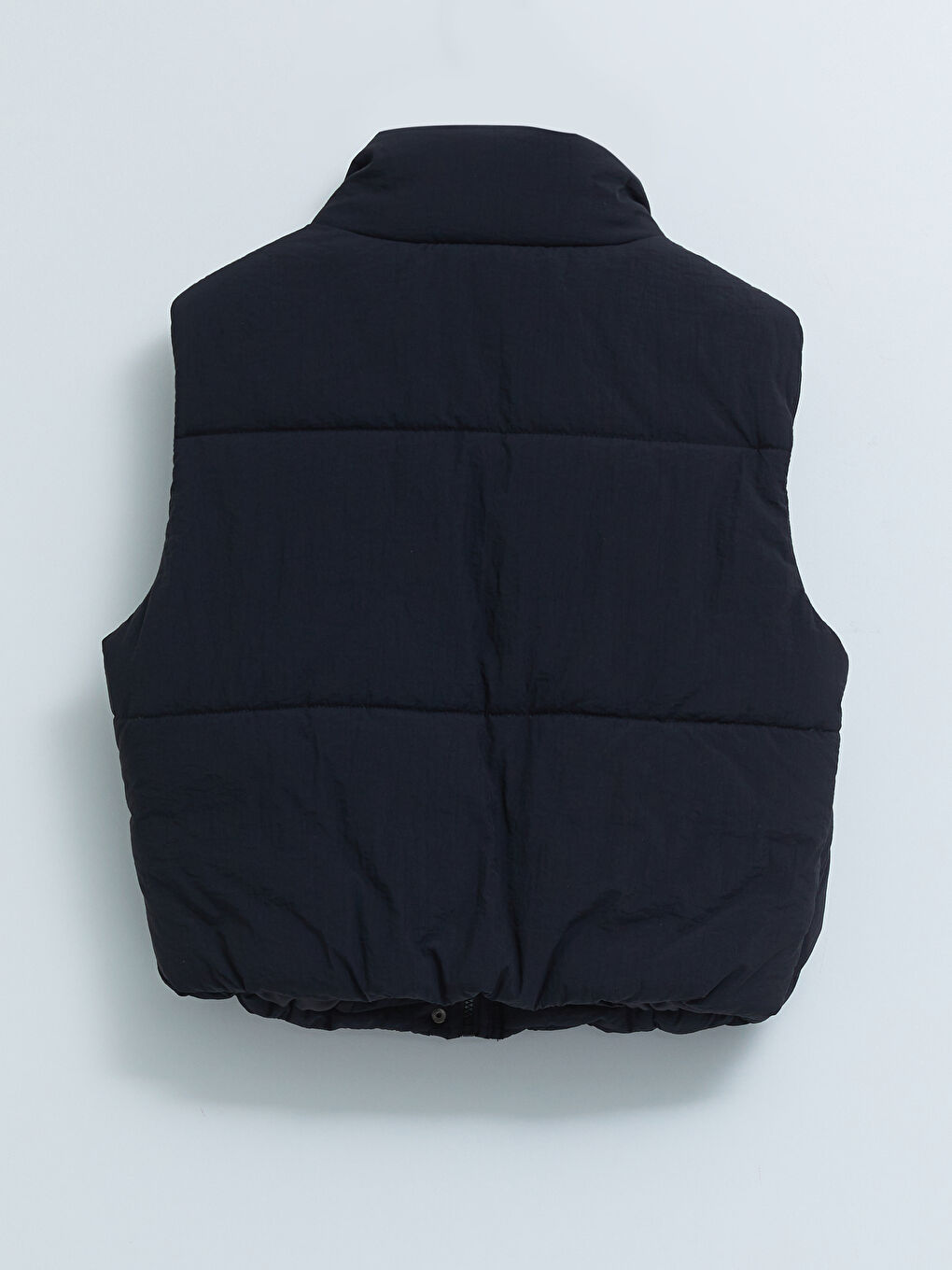 Siyah Kadın Dik Yaka Düz Şişme Yelek-6