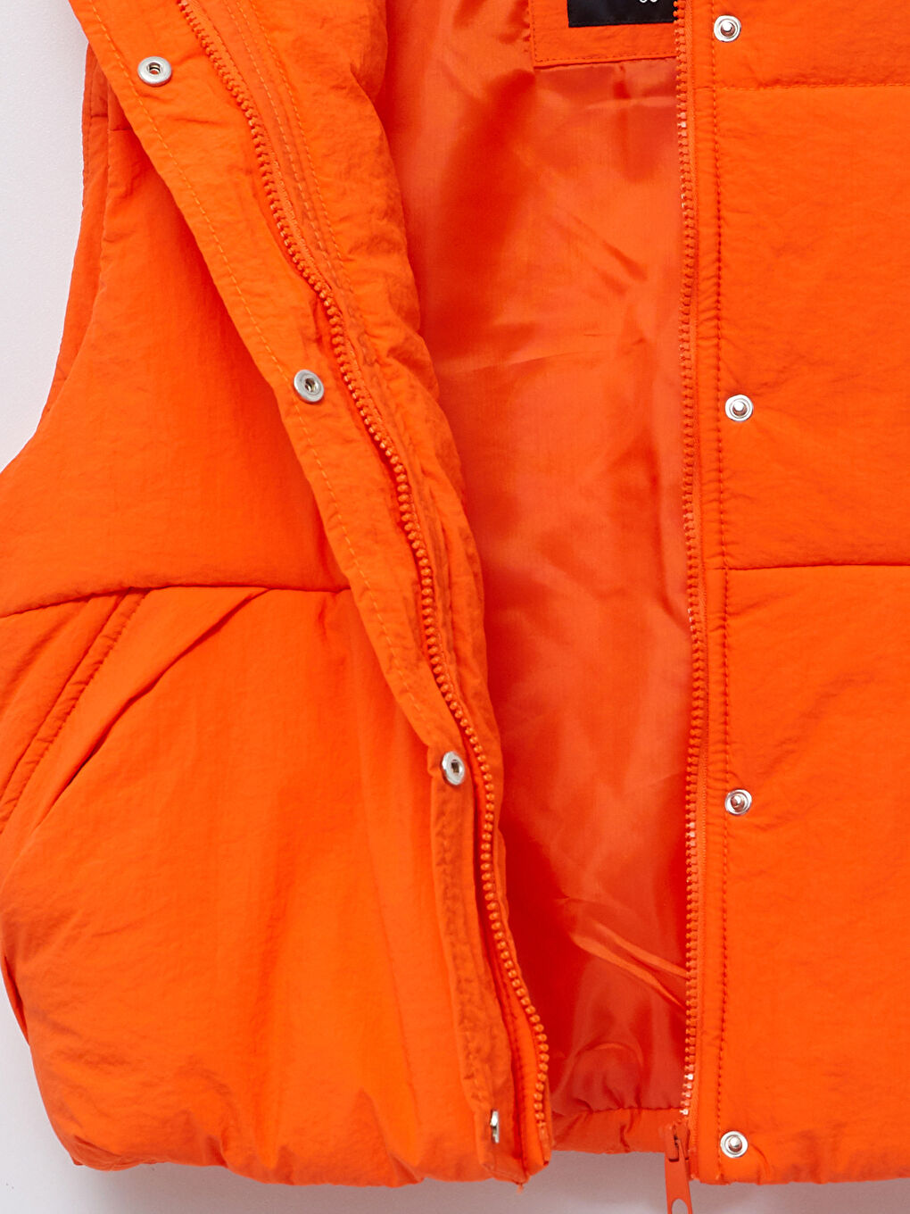 Turuncu Kadın Dik Yaka Düz Şişme Yelek-6