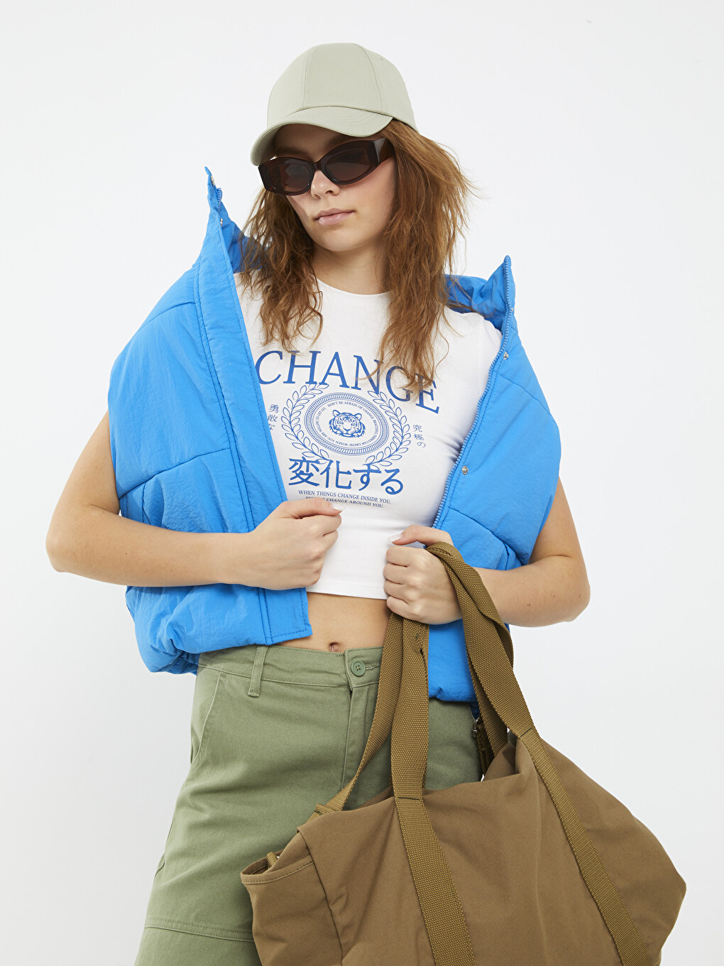 Women's Funnel Neck Plain Puffer Gilet-2