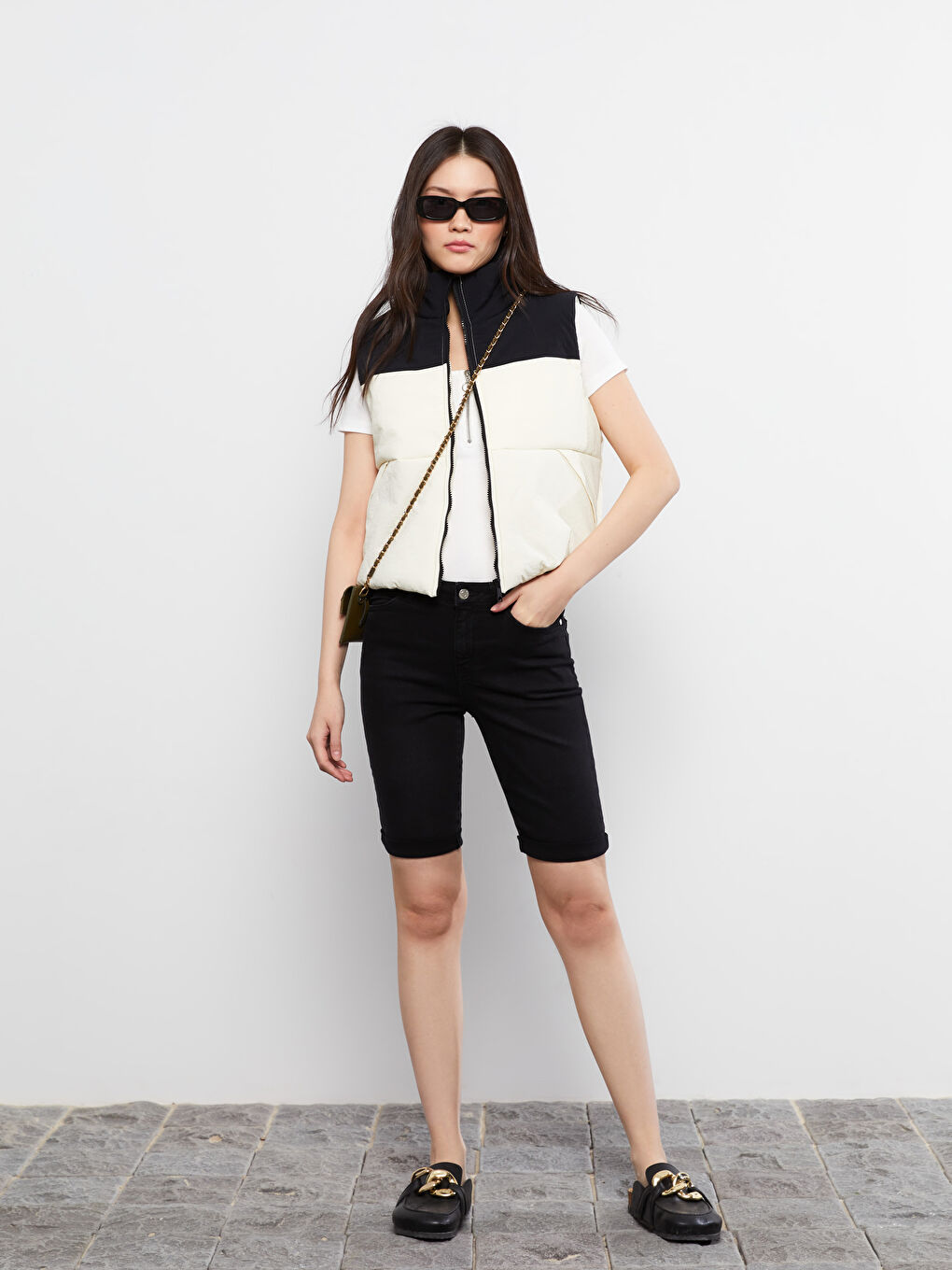 XSIDE Grandad Collar Color Block Women's Vest -S2DS43Z8-RYS