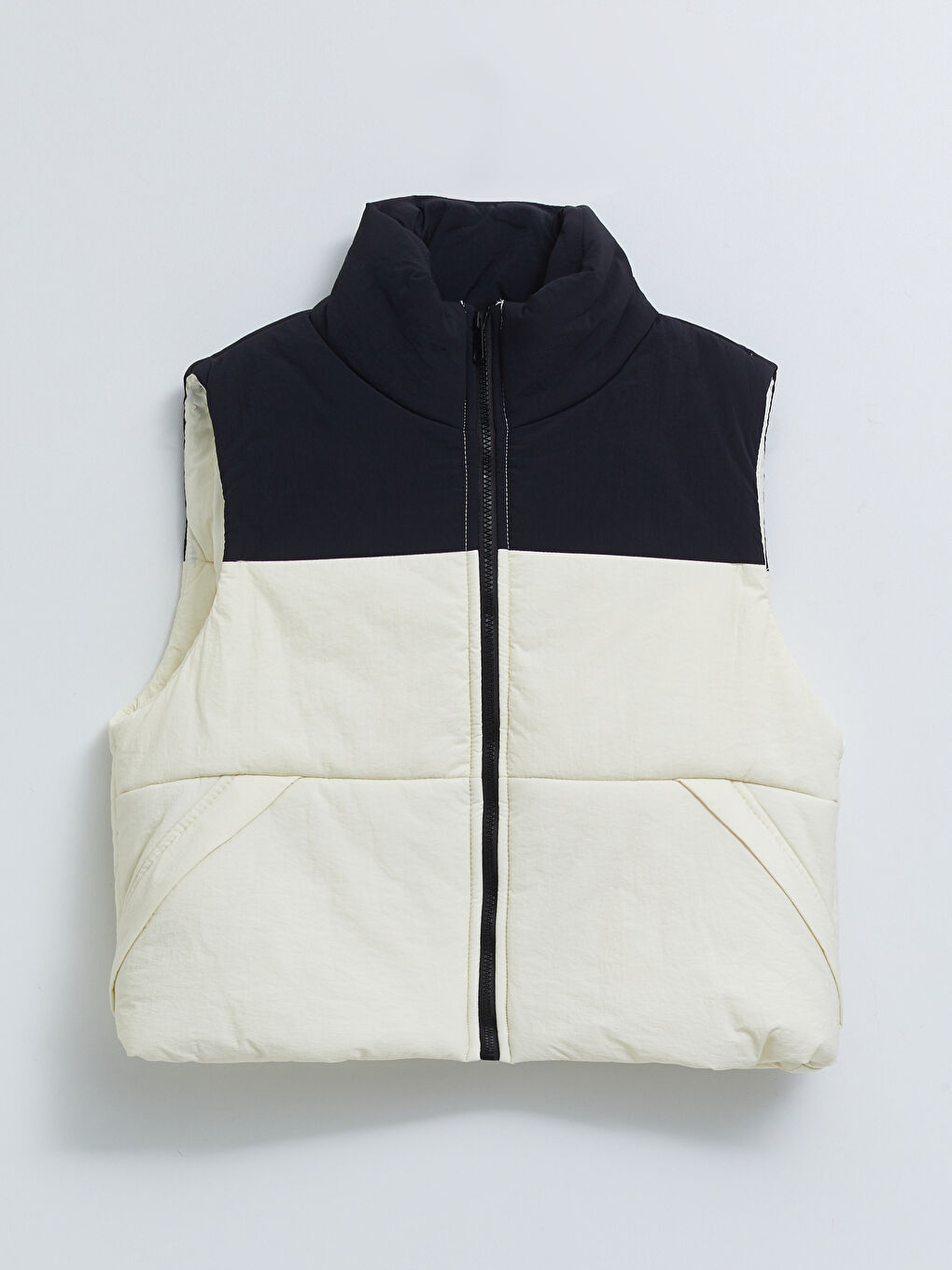 XSIDE Grandad Collar Color Block Women's Vest -S2DS43Z8-RYS
