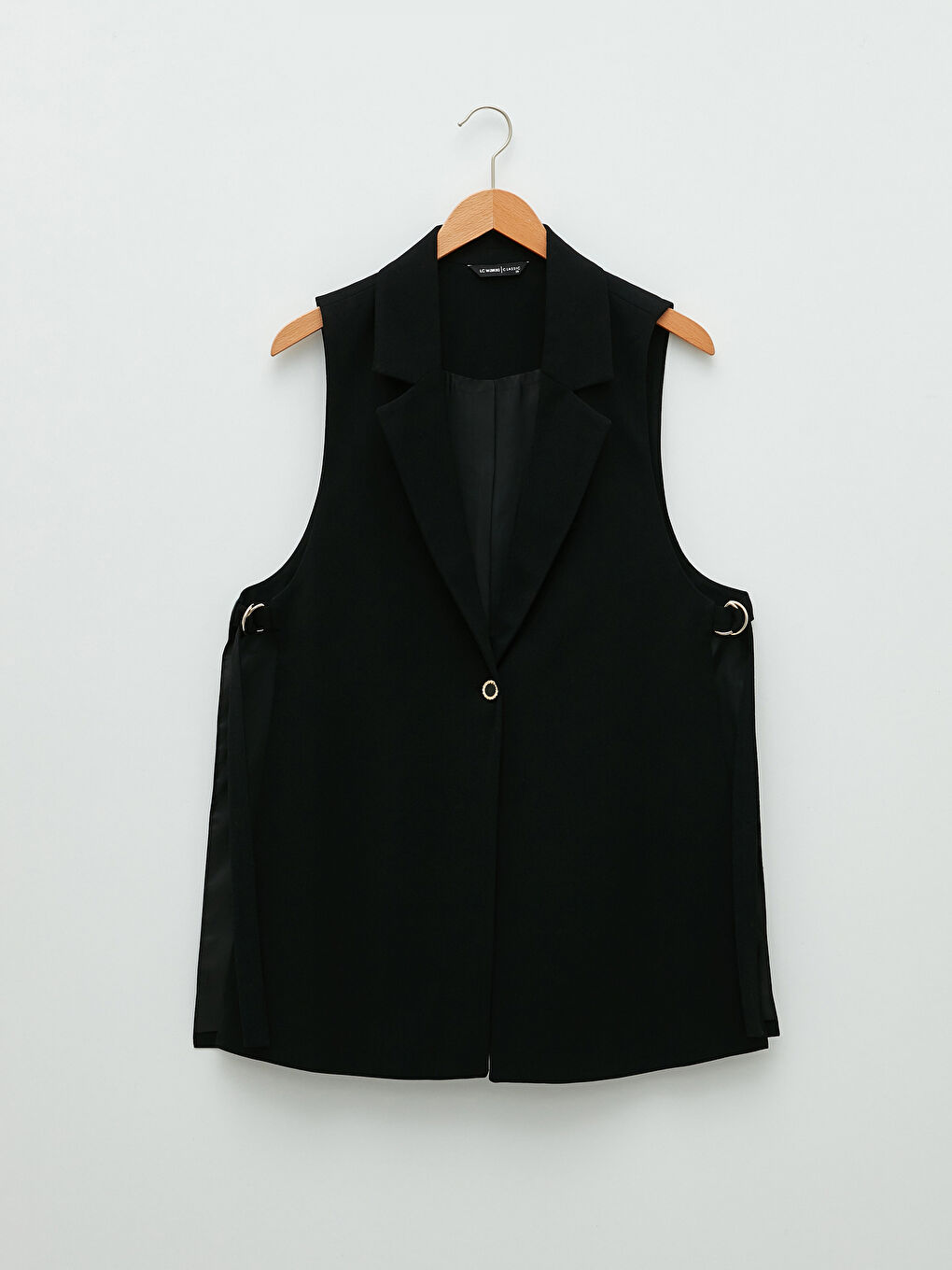 Siyah Kadın Ceket Yaka Düz Yelek-5