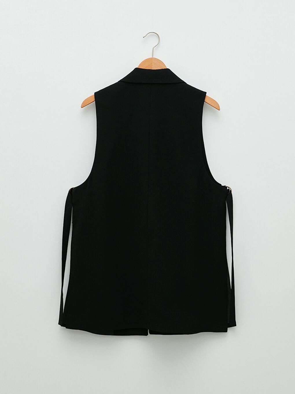 Siyah Kadın Ceket Yaka Düz Yelek-6