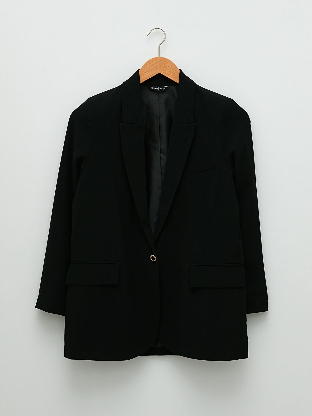 Sacou pentru Femei cu Închidere Frontală cu Nasturi, Croială Dreaptă, Mânecă Lungă-5