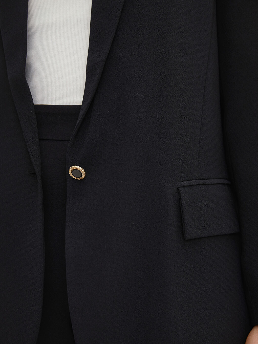 Sacou pentru Femei cu Închidere Frontală cu Nasturi, Croială Dreaptă, Mânecă Lungă-3