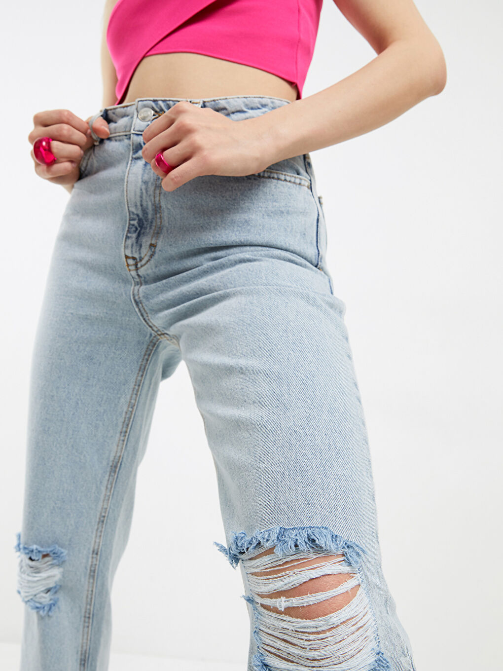 Mavi Straight Fit Cep Detaylı Kadın Jean Pantolon-3